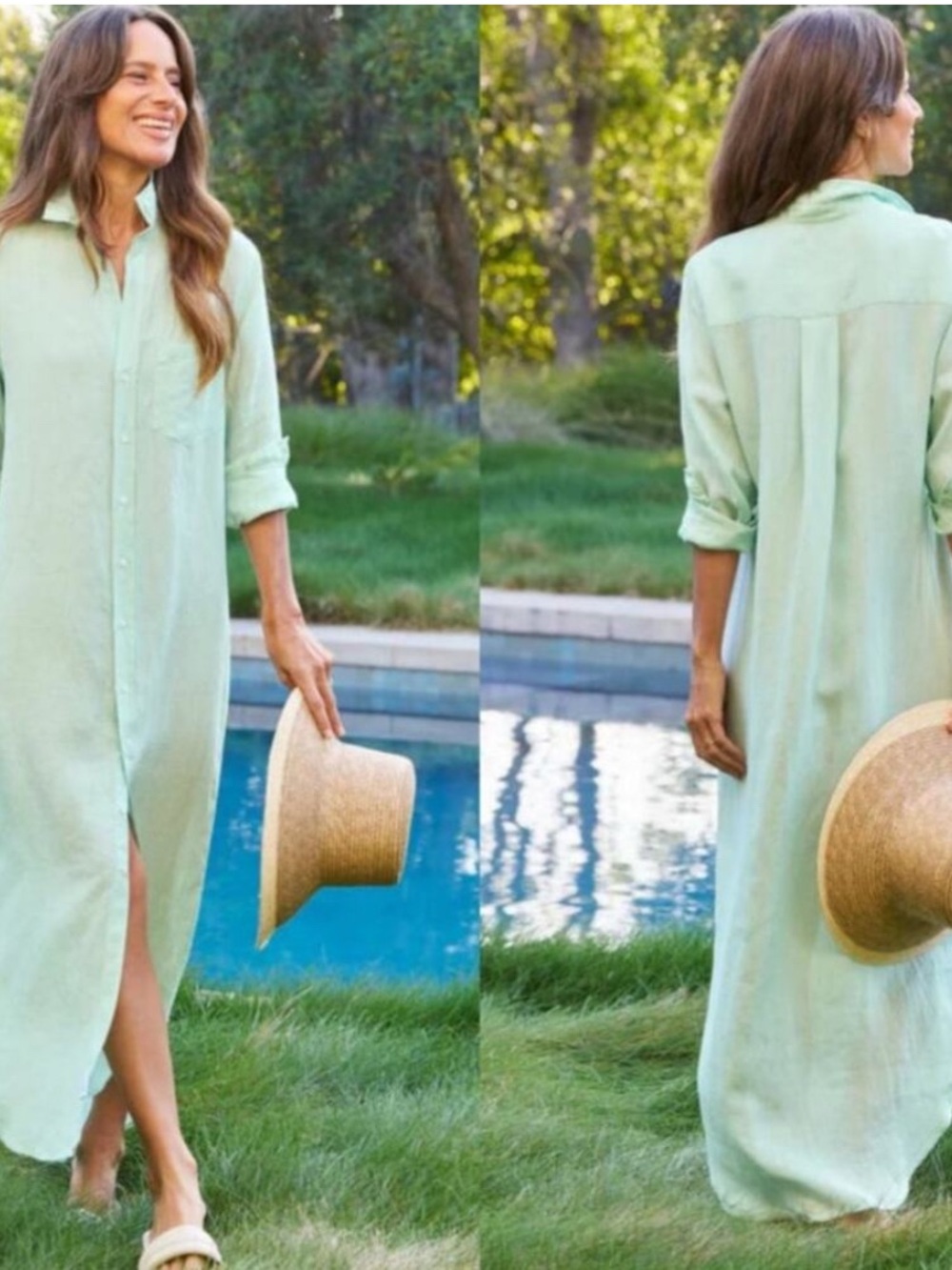 NWT Frank & Eileen Rory linen maxi dress (M) in Seafoam
